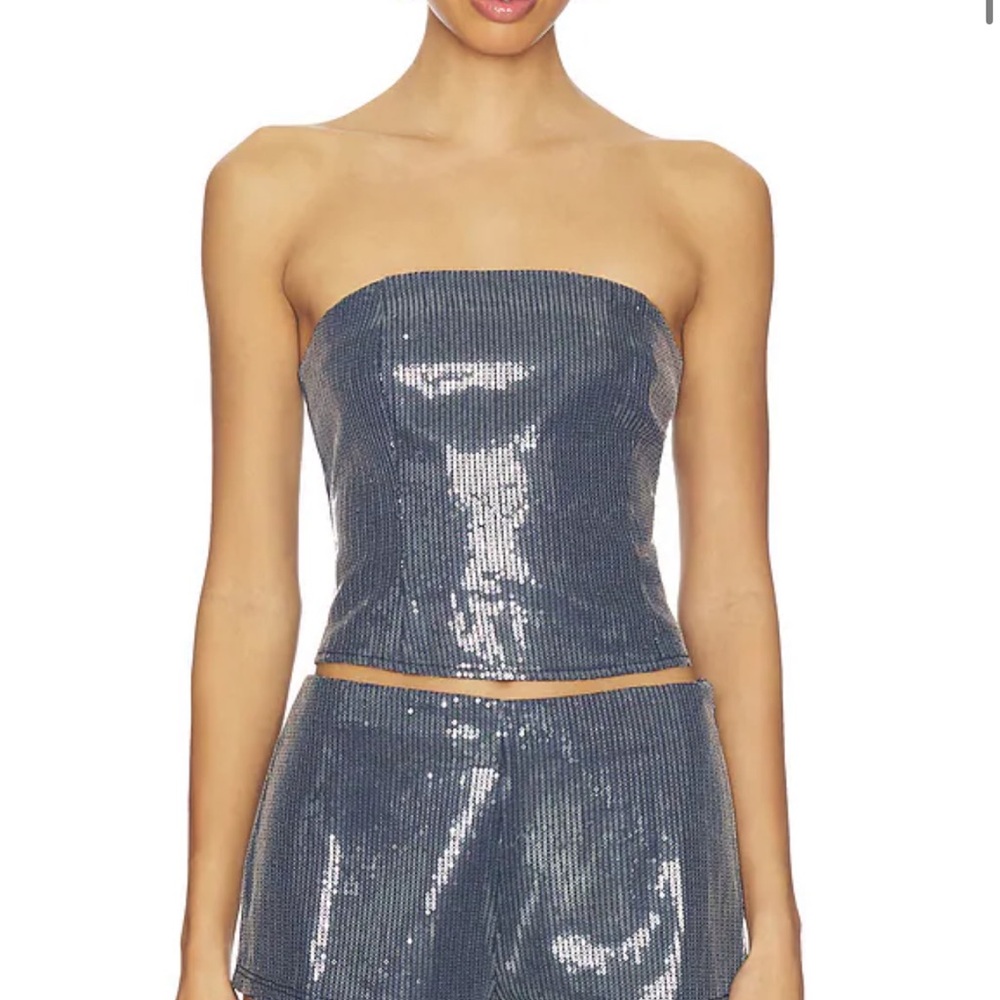 Dylan Indigo Sequin Top